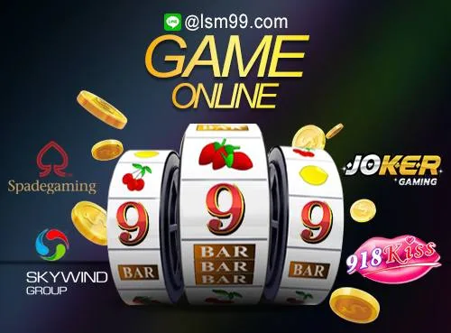 ภาพกราฟิกหมวดเกมออนไลน์ที่มีวงล้อสล็อตและสัญลักษณ์ผลไม้